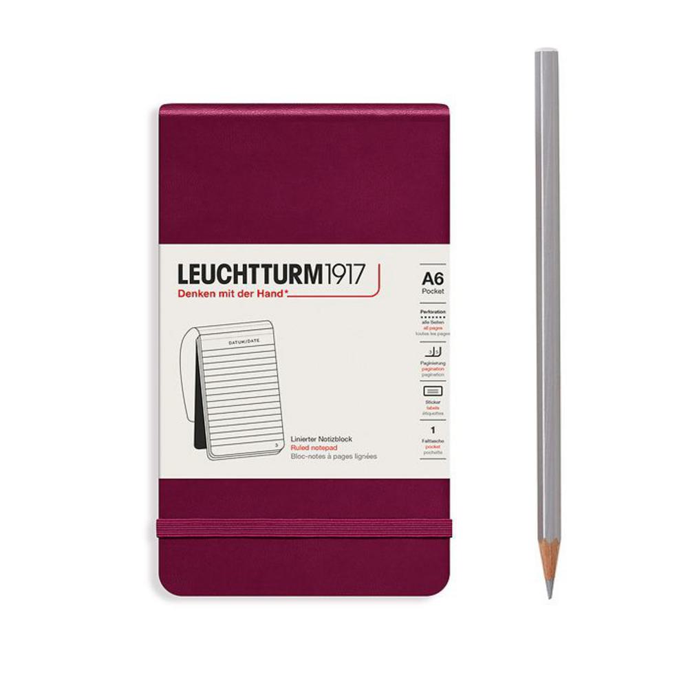 Leuchtturm, Red, Journal, Art & School, A6, Pocket, Ruled, Notepad, Port, 724313